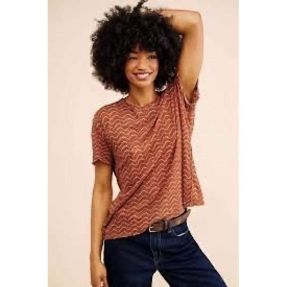 Free People We The Free Linen Blend Bali Backpacker Tee Terracotta Orange Large